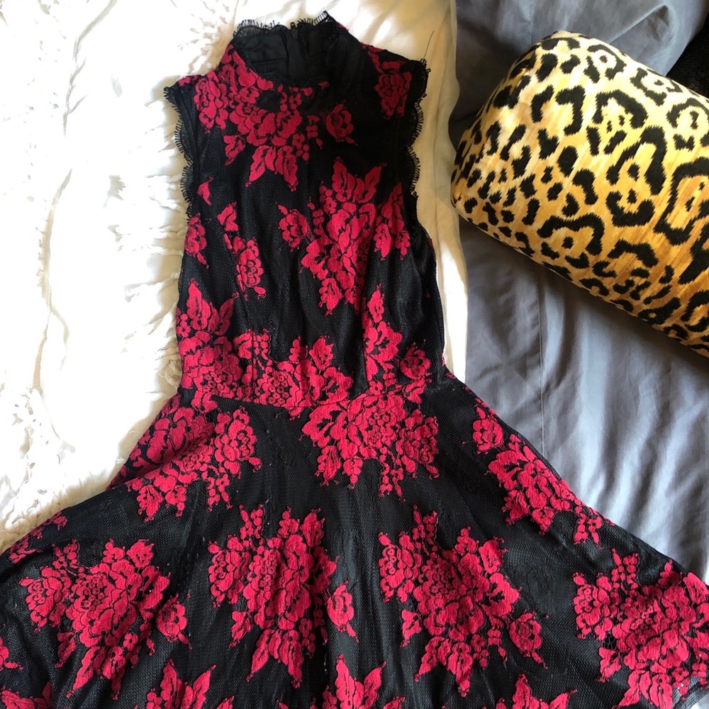 Gorgeous Black And Red Lace Dress!